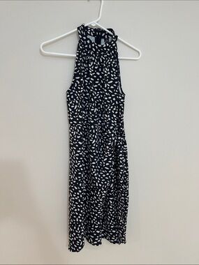 Women’s Black and White Halter Midi Dress